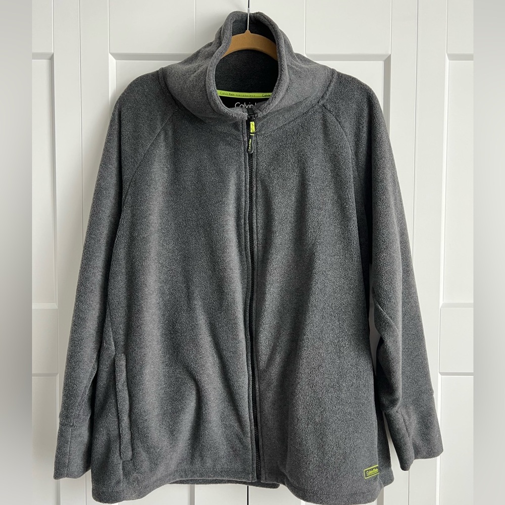 EUC Calvin Klein Gray Full-Zip Fleece Jacket